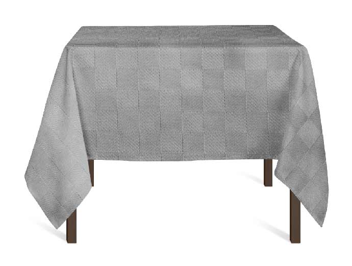 PURE - Nappe damier 160x160 + 6 serviettes - 6 Gris foncé