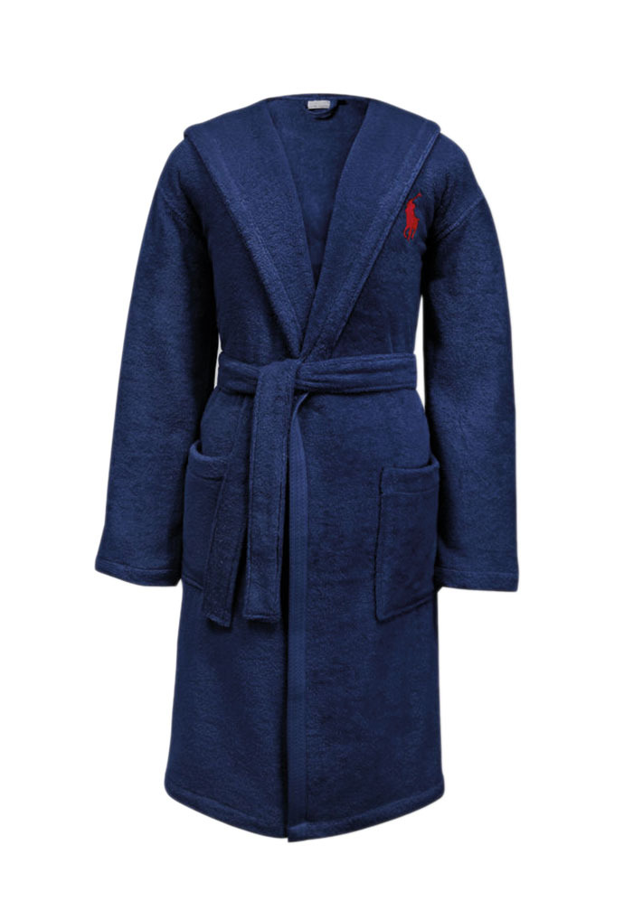 Peignoir capuche Homme Ralph Lauren Polo Player Marine Taille LXL, Chercheur d